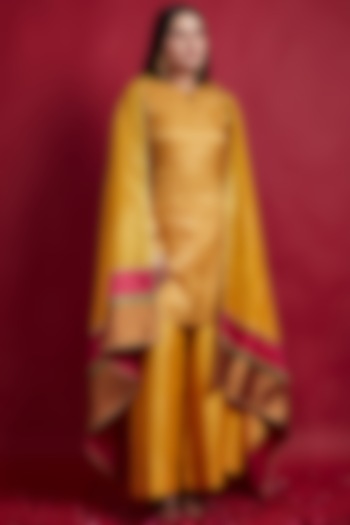 Turmeric Yellow Chanderi Handloom Sharara Set by Vinusto