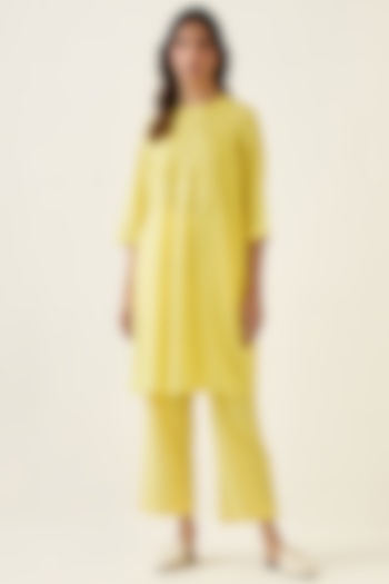 Maize Yellow Pure Cotton Cambric Kurta Set by Vinusto at Pernia's Pop Up Shop