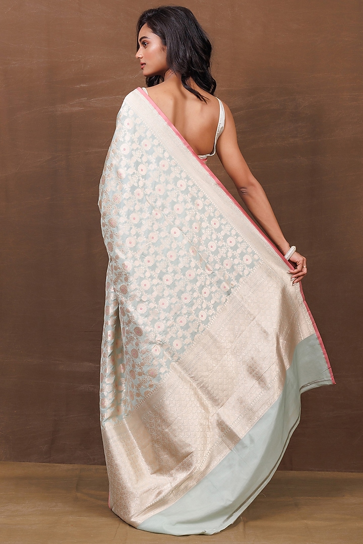 Sea Green Pure Silk Banarasi Handwoven Wedding Saree by VISHWA at Pernia's Pop Up Shop