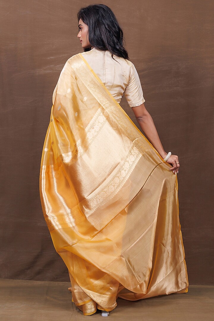 Mango Yellow Pure Silk Banarasi Handwoven Party Wear Saree by VISHWA at Pernia's Pop Up Shop