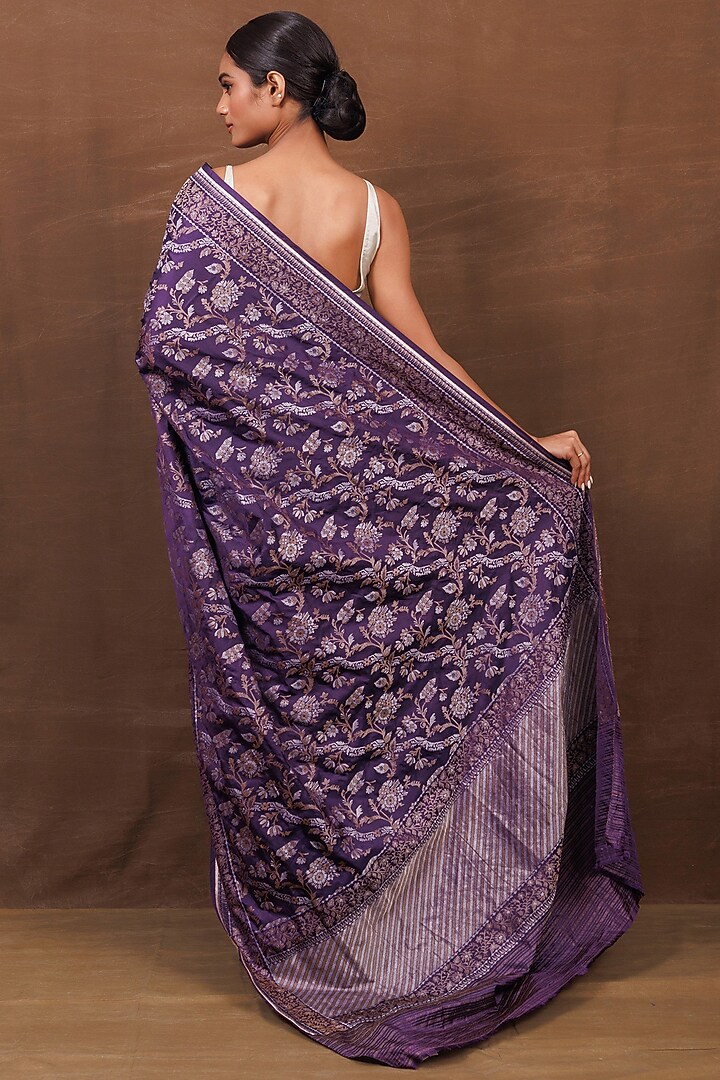Purple Pure Silk Banarasi Handwoven Wedding Saree by VISHWA at Pernia's Pop Up Shop