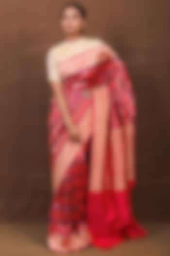 Pink Muga Silk Banarasi Handwoven Saree by VISHWA