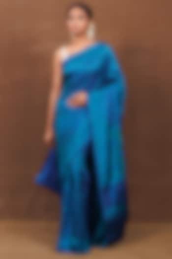Blue Silk Banarasi Handwoven Saree by VISHWA