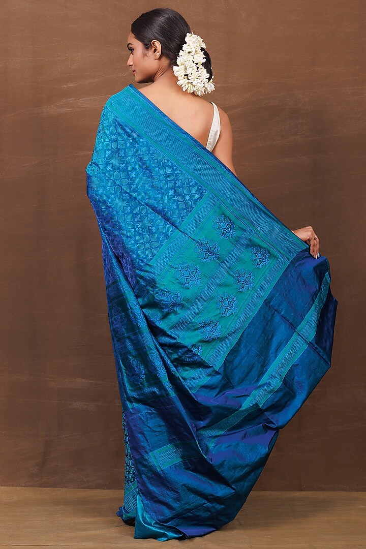Blue Silk Banarasi Handwoven Wedding Saree by VISHWA at Pernia's Pop Up Shop