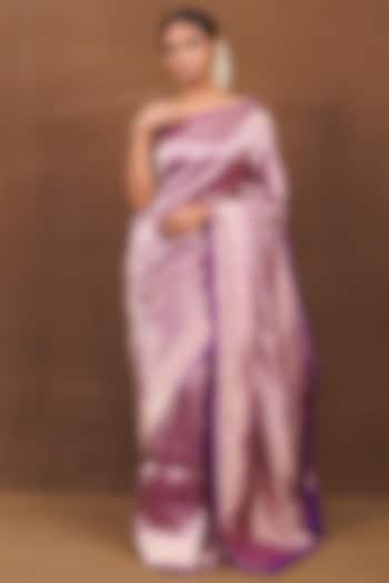 Purple Pure Silk Banarasi Handwoven Saree by VISHWA