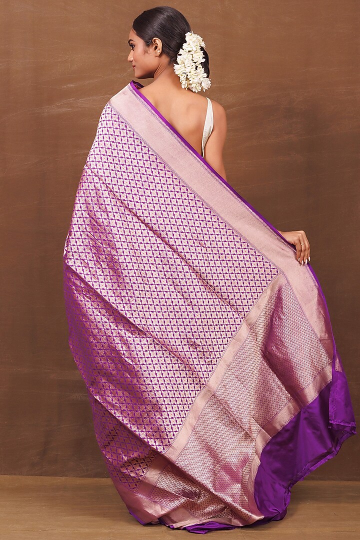 Purple Pure Silk Banarasi Handwoven Wedding Saree by VISHWA at Pernia's Pop Up Shop
