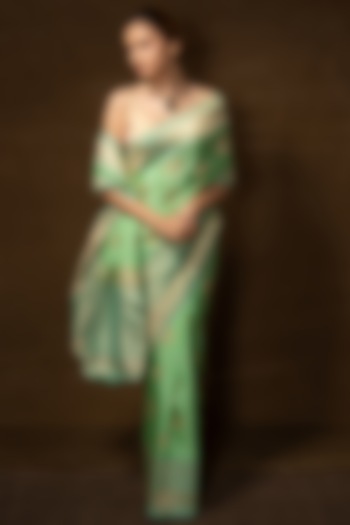 Sea Green Pure Silk Banarasi Handwoven Party Wear Saree by VISHWA at Pernia's Pop Up Shop