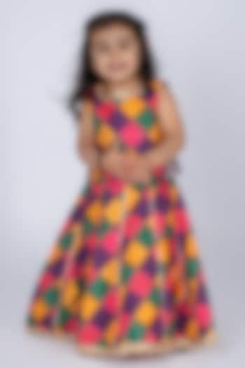 Multi-Colored Cotton Lehenga Set For Girls by Vivedkids at Pernia's Pop Up Shop