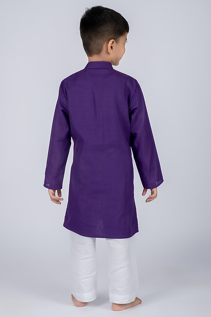 Multi-Colored Cotton Bandhani Kurta Set For Boys by Vivedkids at Pernia's Pop Up Shop