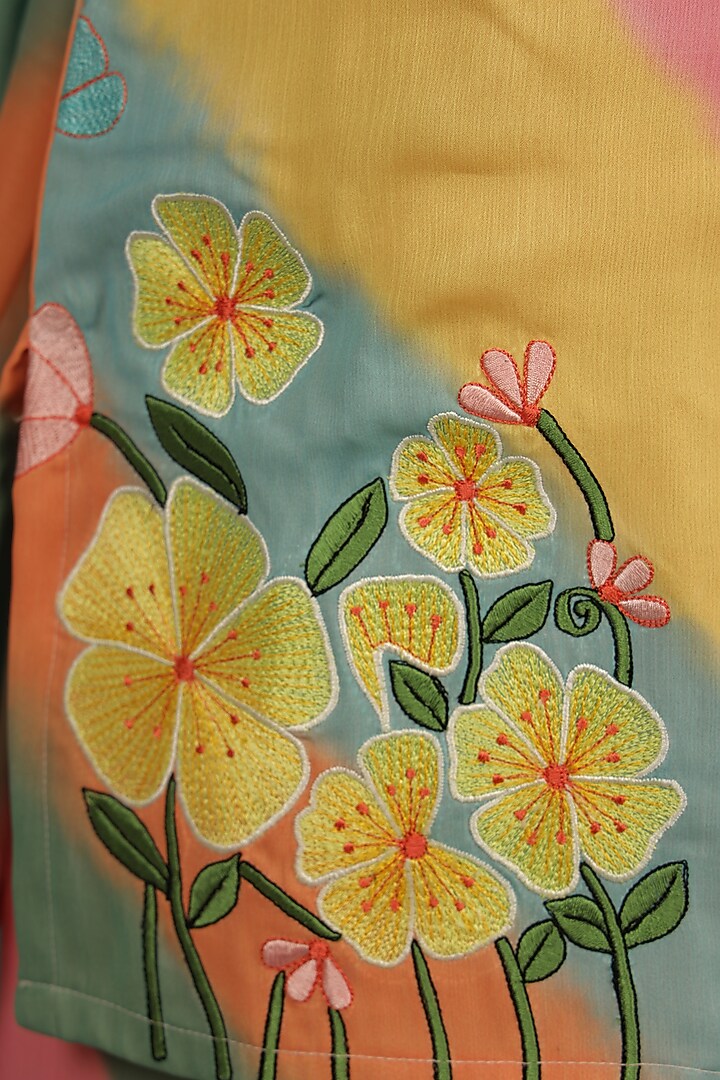 Multi-Colored Chiffon Leheriya Printed Sharara Set For Girls by Vivedkids at Pernia's Pop Up Shop