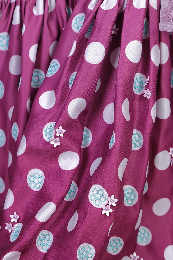 Purple Cotton Embroidered Sharara Set For Girls by Vivedkids at Pernia's Pop Up Shop