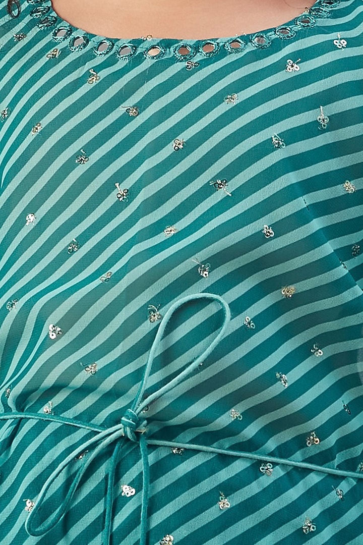 Turquoise Printed Kaftan Set For Girls by Vivedkids at Pernia's Pop Up Shop