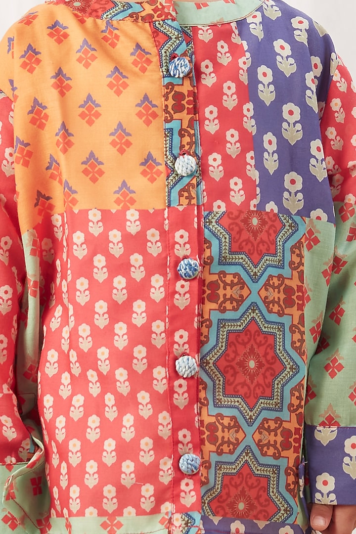 Multi-Coloured Cotton Printed Kurta Set For Boys by Vivedkids at Pernia's Pop Up Shop