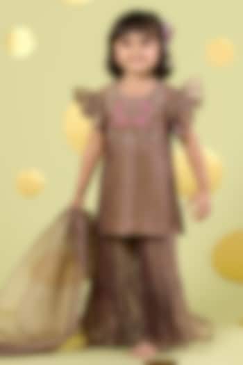 Golden Cotton Sharara Set For Girls by Vivedkids at Pernia's Pop Up Shop