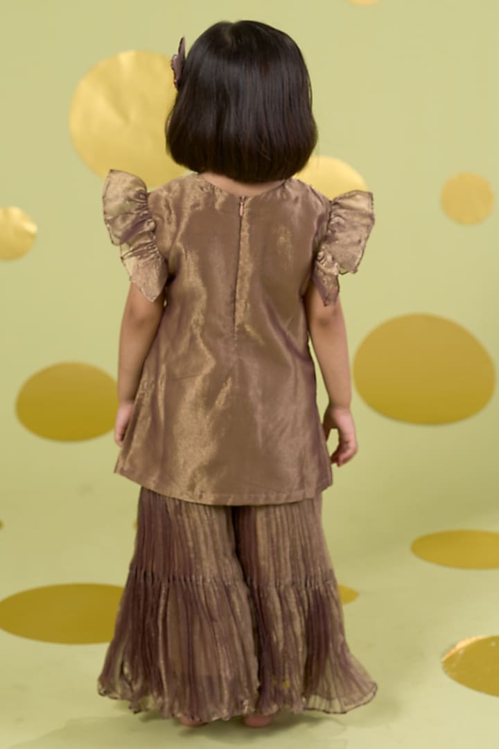 Golden Cotton Sharara Set For Girls by Vivedkids at Pernia's Pop Up Shop