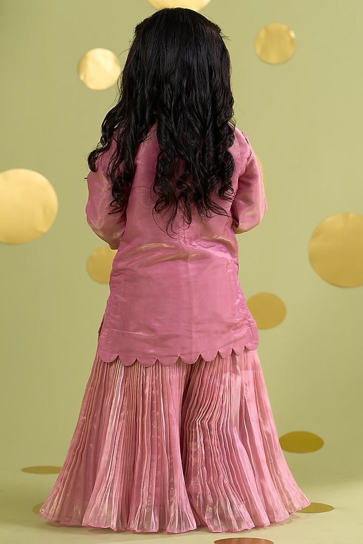 Pink Tissue Sharara Set For Girls by Vivedkids at Pernia's Pop Up Shop