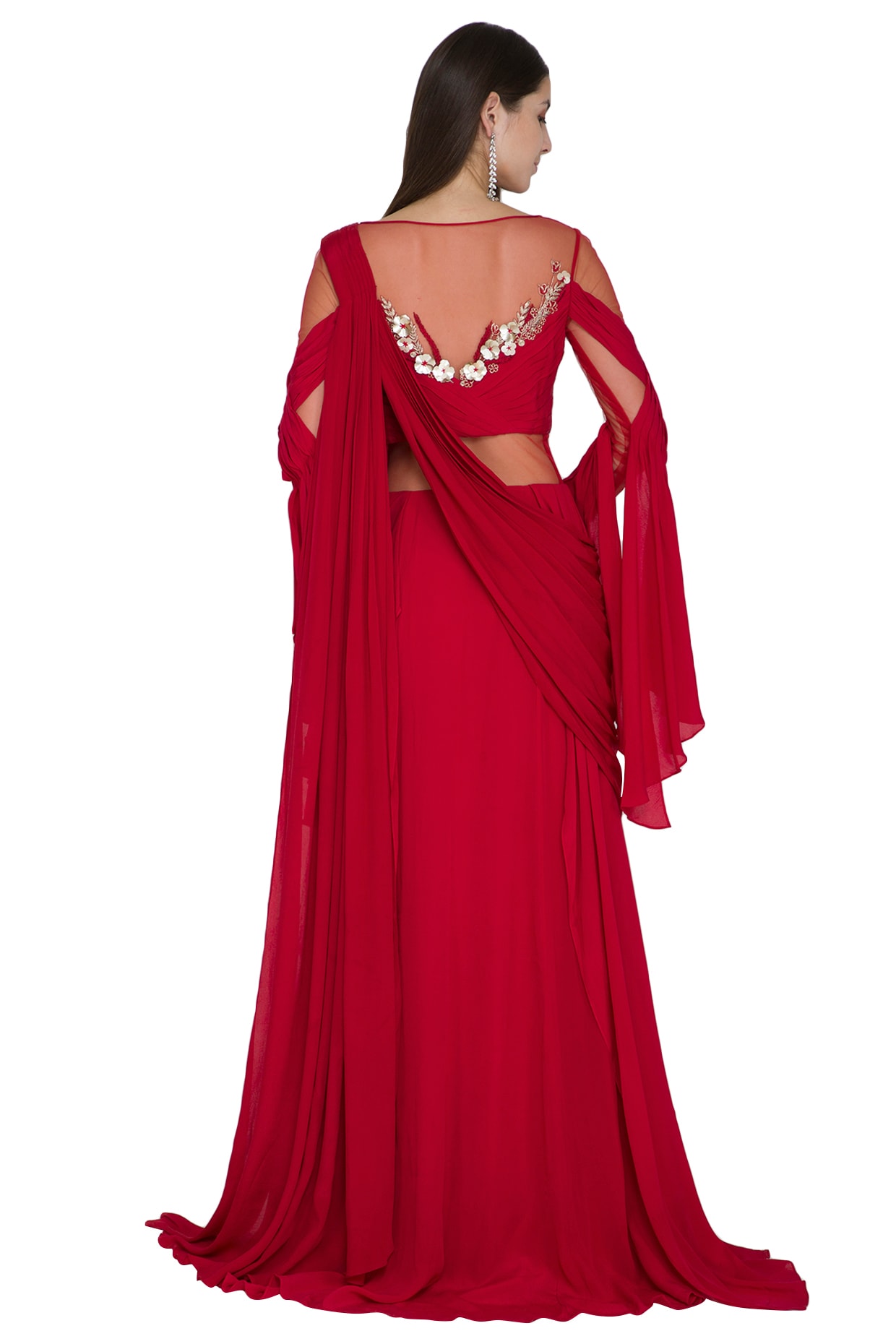 Mermaid Style Saree Gown with Tie-Dye Chiffon Drape – Saaj By Ankita