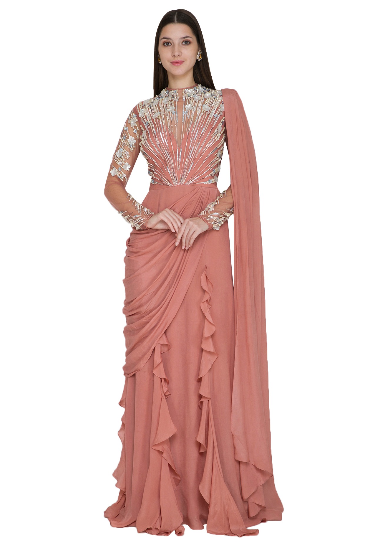 Monisha Jaising Pre Draped Saree Gown – Kuro Clothing India