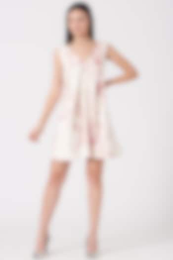 White Digital Printed Dress by VIVEK PATEL