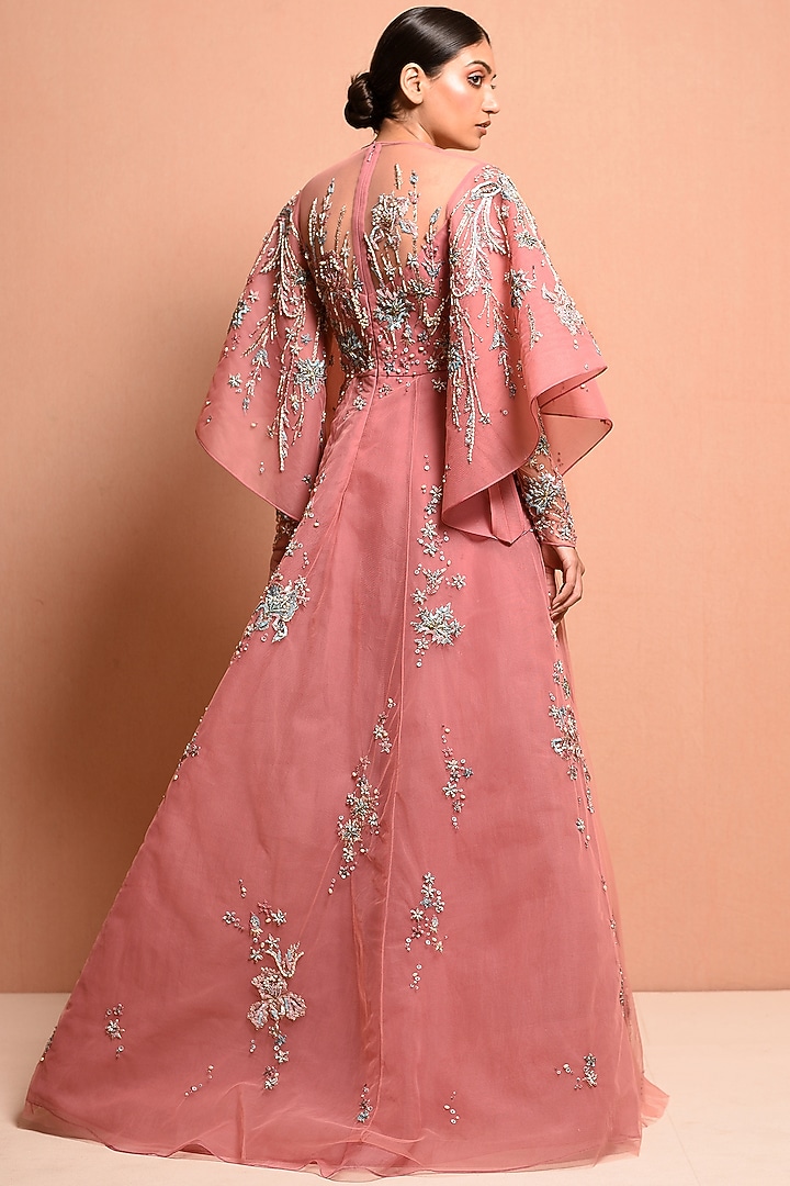 Blush Pink Embellished Wedding Gown by Vivek Patel at Pernia's Pop Up Shop