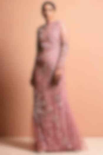 Blush Pink Sequins Embellished Gown by Vivek Patel