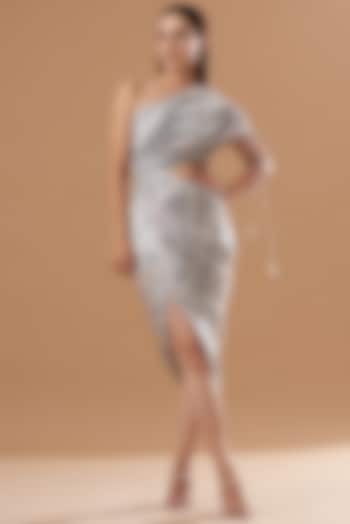 Ivory Digital Printed Dress by VIVEK PATEL