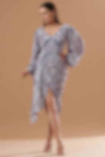 Lavender Digital Printed Dress by VIVEK PATEL
