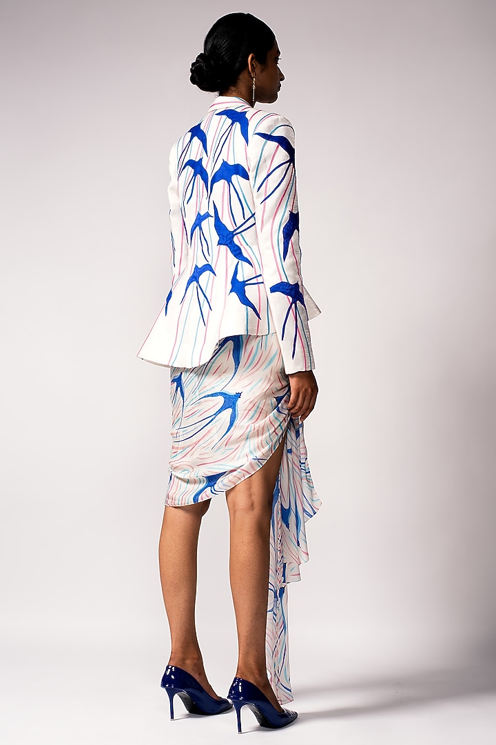 Ivory Silk Organza & Gajji Silk Applique Embellished Jacket Set by Vivek Patel at Pernia's Pop Up Shop