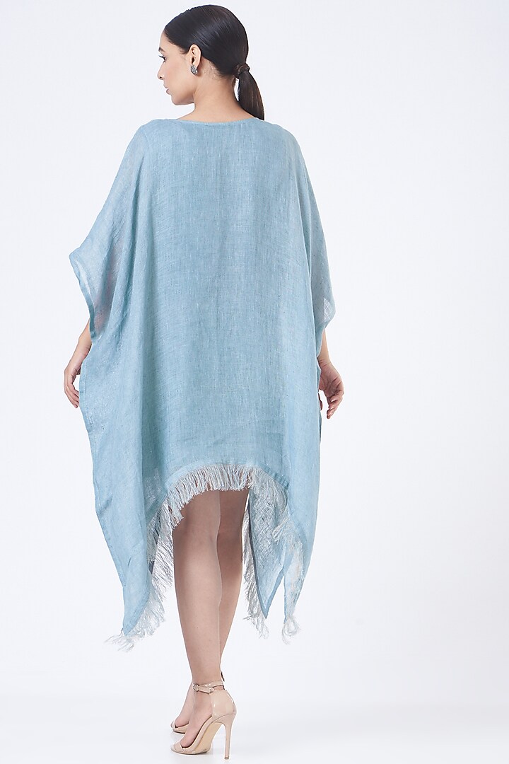 Powder Blue Linen Kaftan by Vivir at Pernia's Pop Up Shop