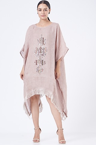 Blush Pink Linen & Cotton Kaftan by Vivir
