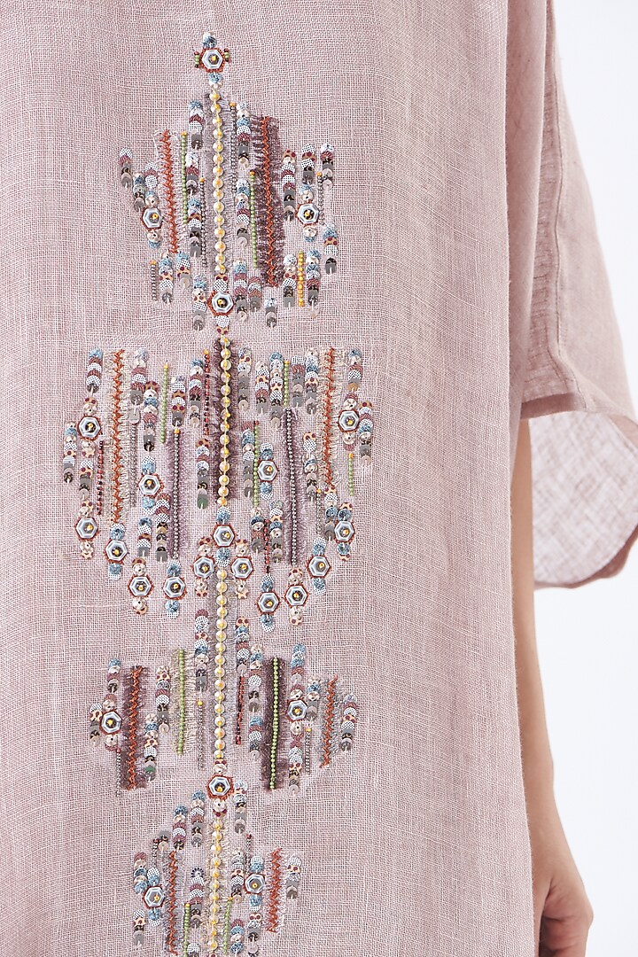Blush Pink Linen & Cotton Kaftan by Vivir at Pernia's Pop Up Shop