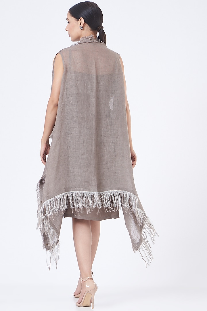Charcoal Grey Linen Summer Dress With Shrug by Vivir at Pernia's Pop Up Shop