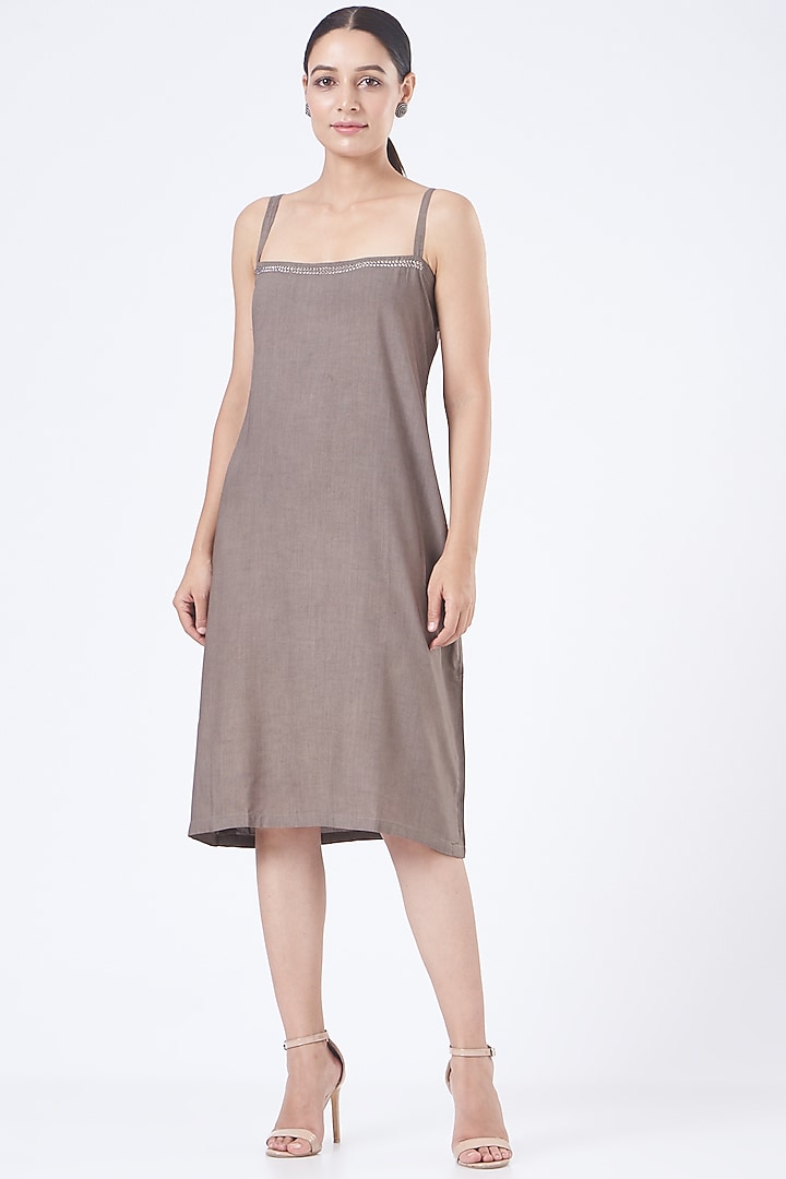 Charcoal Grey Linen Summer Dress With Shrug by Vivir at Pernia's Pop Up Shop