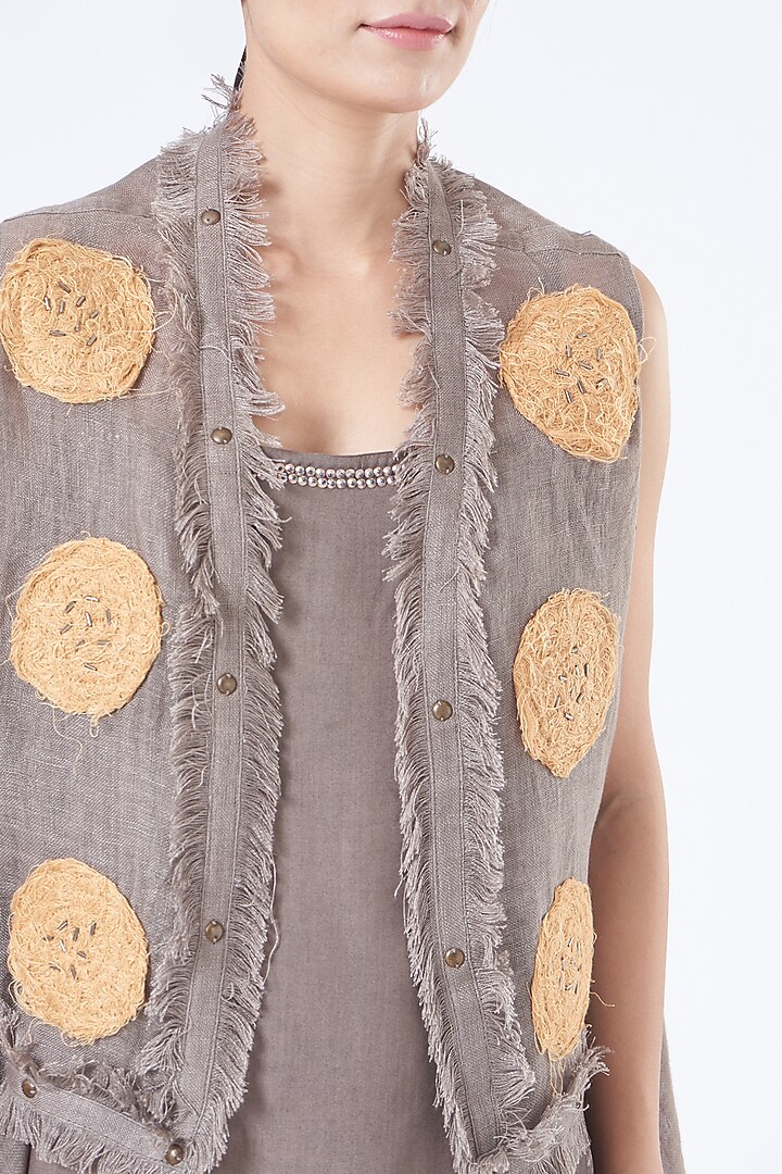 Charcoal Grey Linen Summer Dress With Shrug by Vivir at Pernia's Pop Up Shop