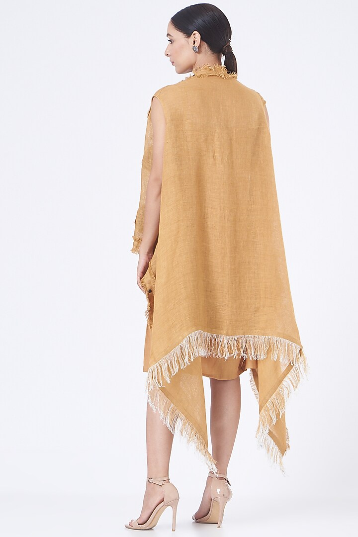 Mustard Linen Summer Dress With Shrug by Vivir at Pernia's Pop Up Shop