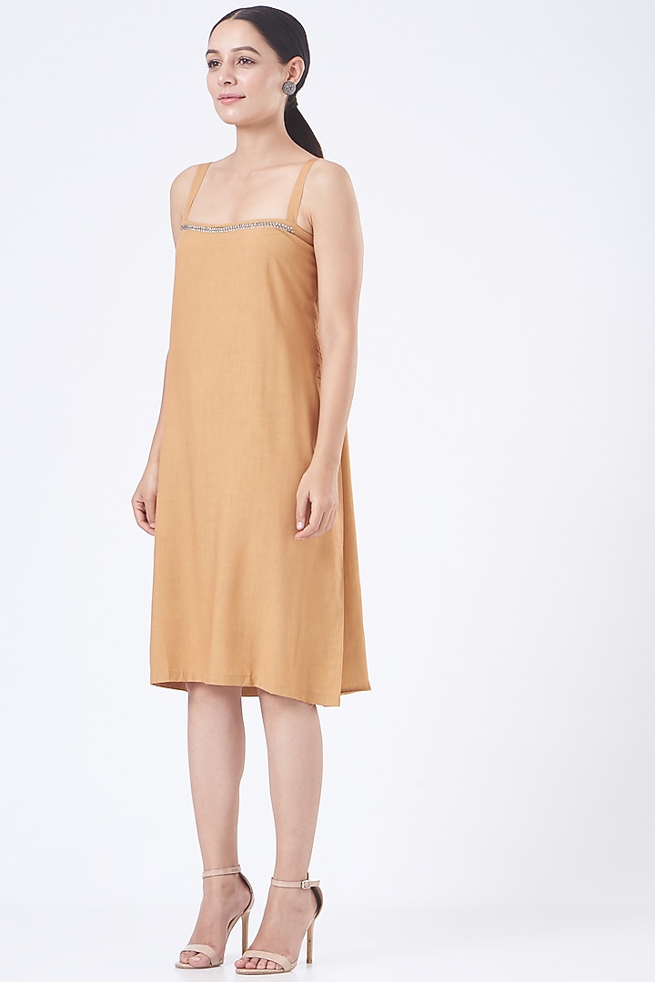 Mustard Linen Summer Dress With Shrug by Vivir at Pernia's Pop Up Shop