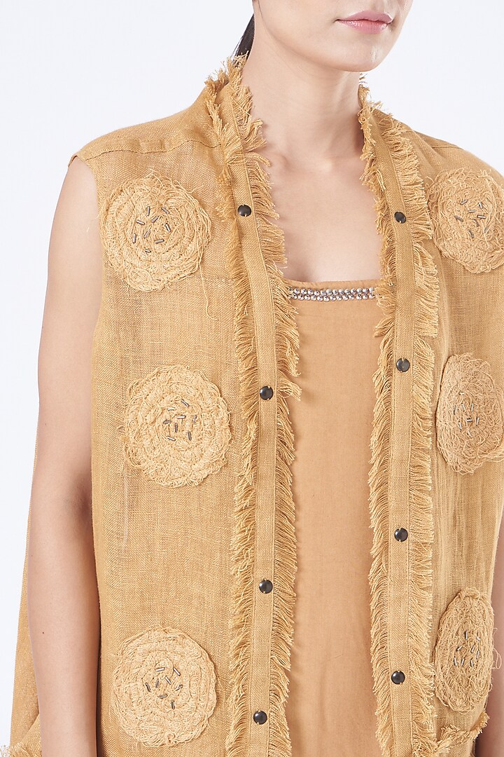 Mustard Linen Summer Dress With Shrug by Vivir at Pernia's Pop Up Shop