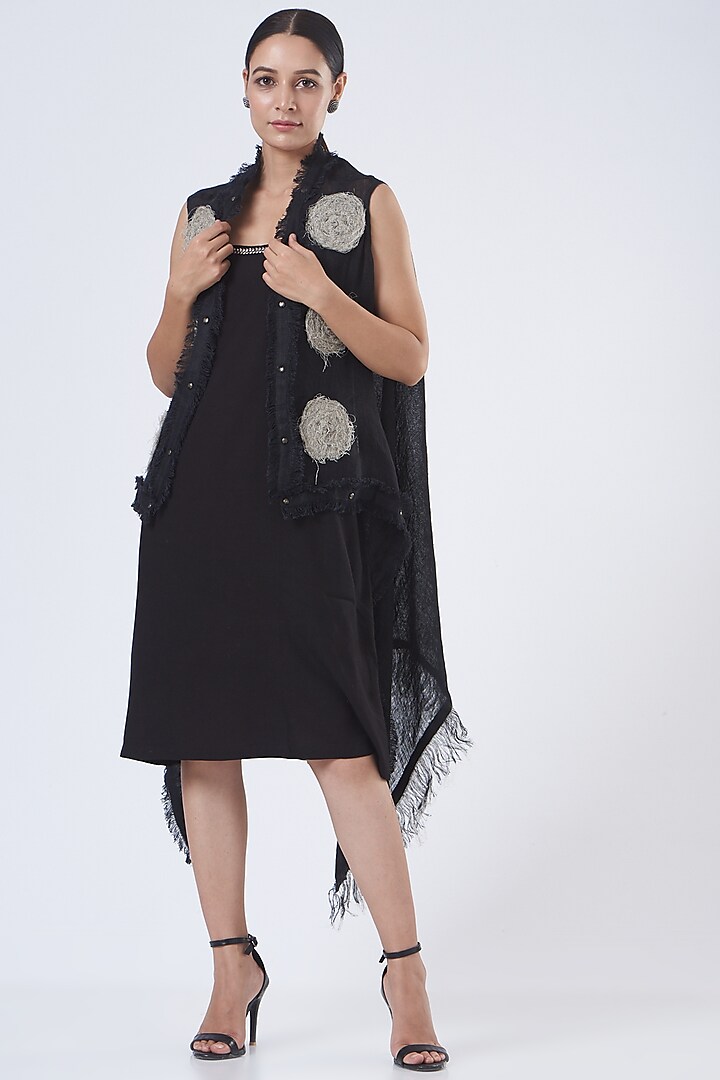 Black Linen Dress with Shrug by Vivir