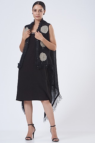 Black Linen Dress with Shrug by Vivir