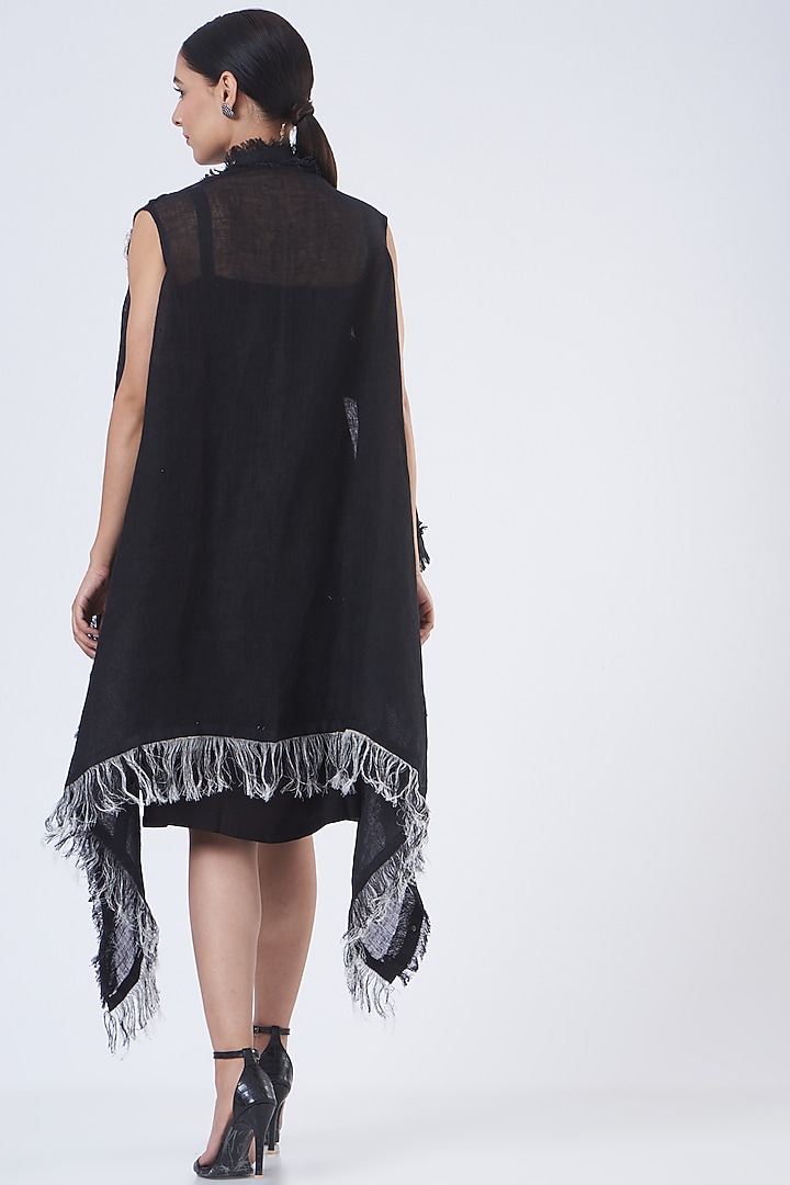 Black Linen Summer Dress with Shrug by Vivir at Pernia's Pop Up Shop