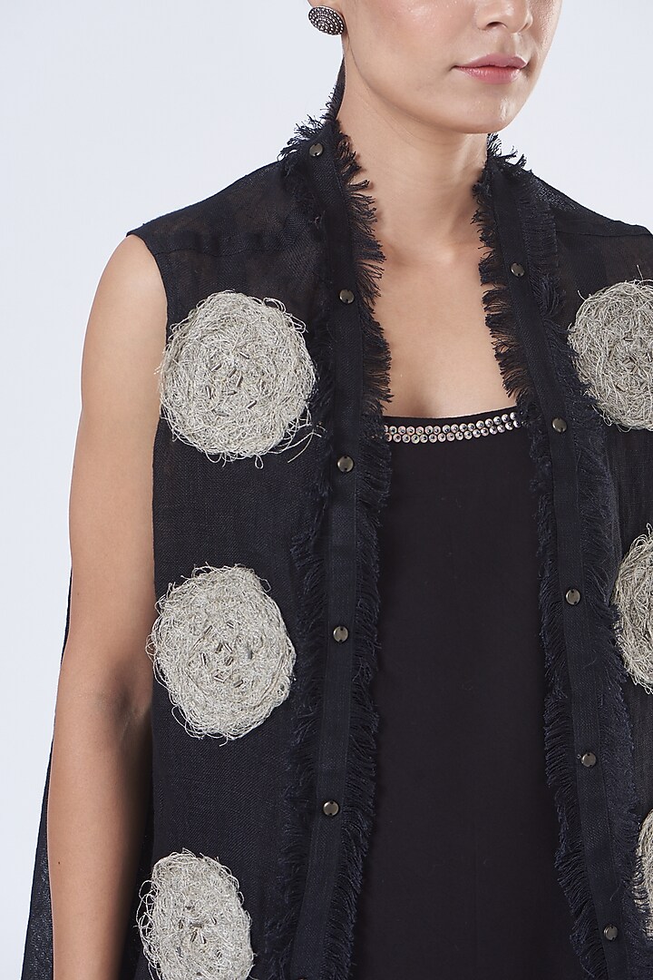 Black Linen Summer Dress with Shrug by Vivir at Pernia's Pop Up Shop