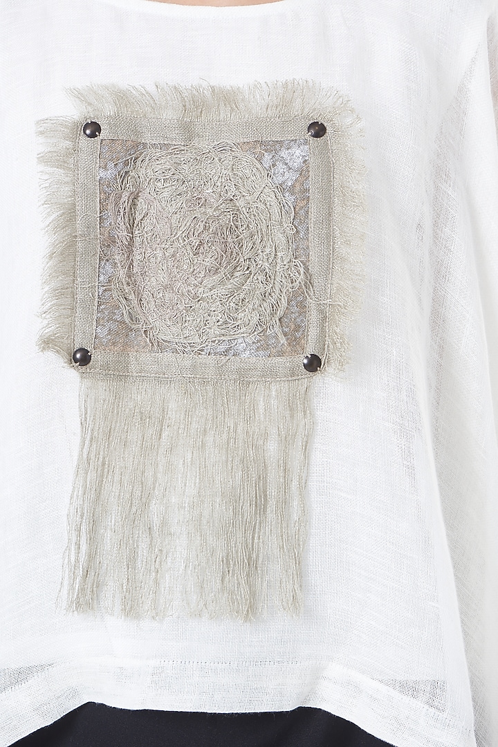 Off-White Linen Poncho Top by Vivir at Pernia's Pop Up Shop