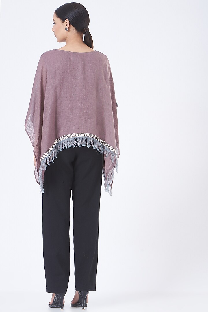 Blue & Purple Linen Poncho Top by Vivir at Pernia's Pop Up Shop