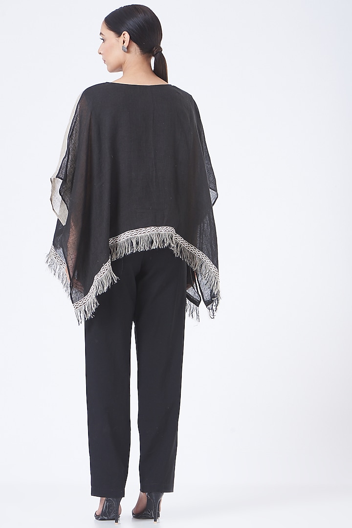 Black & Grey Linen Poncho Top by Vivir at Pernia's Pop Up Shop