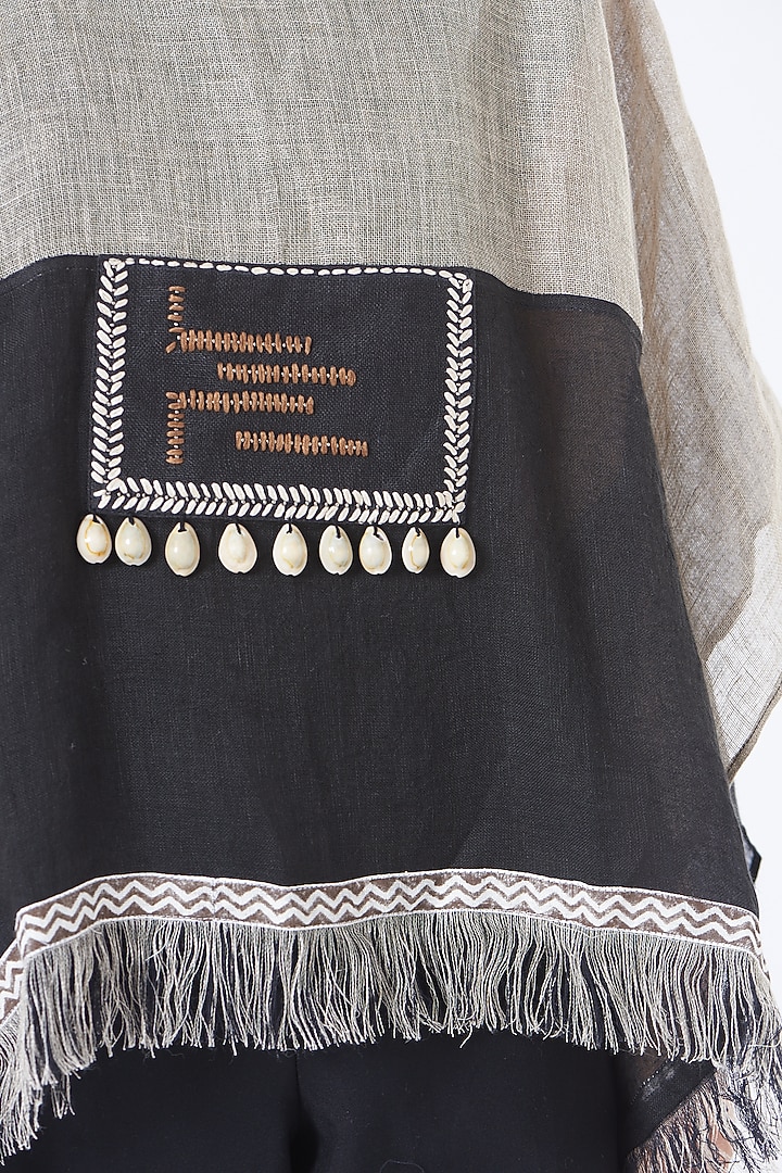 Black & Grey Linen Poncho Top by Vivir at Pernia's Pop Up Shop