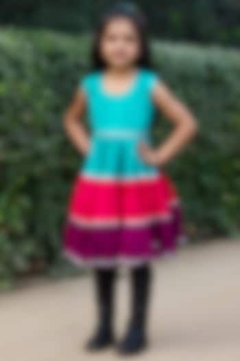 Multi-Colored Cotton Dress For Girls by ViYa