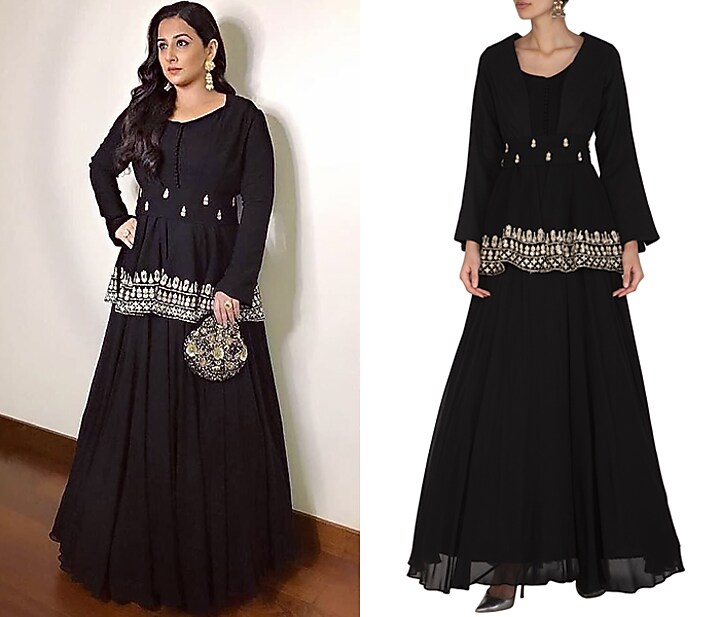 Black Embroidered Wedding Anarkali With Jacket & Belt by Bhumika Sharma at Pernia's Pop Up Shop