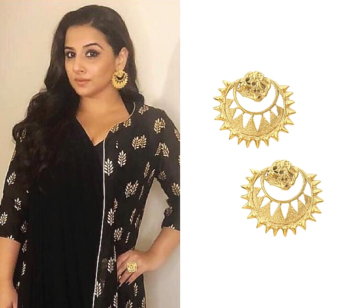 Gold plated chandbali earrings available only at Pernia's Pop Up Shop.
