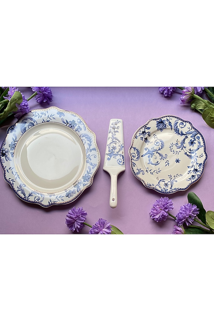 Midnight Blue Floral Serving Set by Vigneto at Pernia's Pop Up Shop