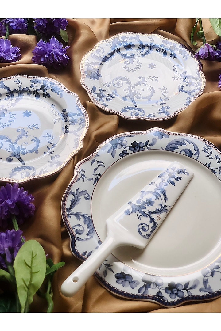 Midnight Blue Floral Serving Set by Vigneto at Pernia's Pop Up Shop